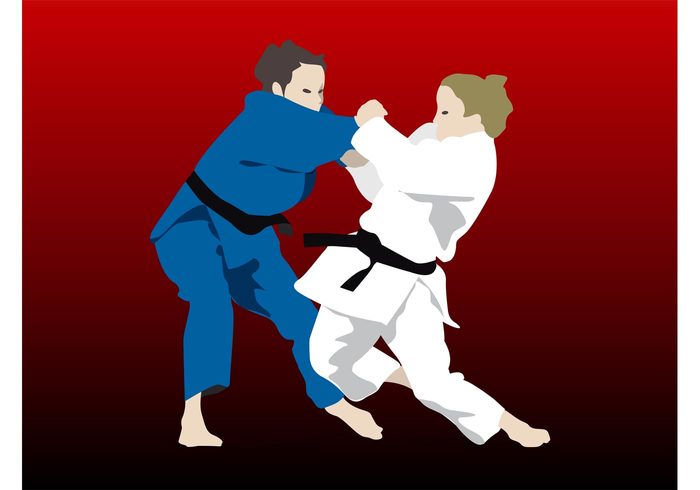 women woman sport Self defense Olympic sport kimonos keep fit karate girls Fight female cartoon 