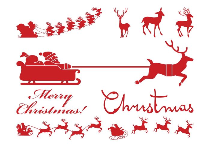 text sleigh silhouettes santa claus santa reindeer holiday greetings fly deer christmas celebration celebrate animals 