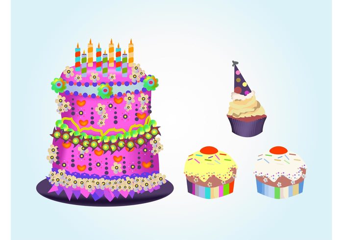 Party hat party happy birthday food dessert cupcake colorful celebration candles cake bright anniversary  