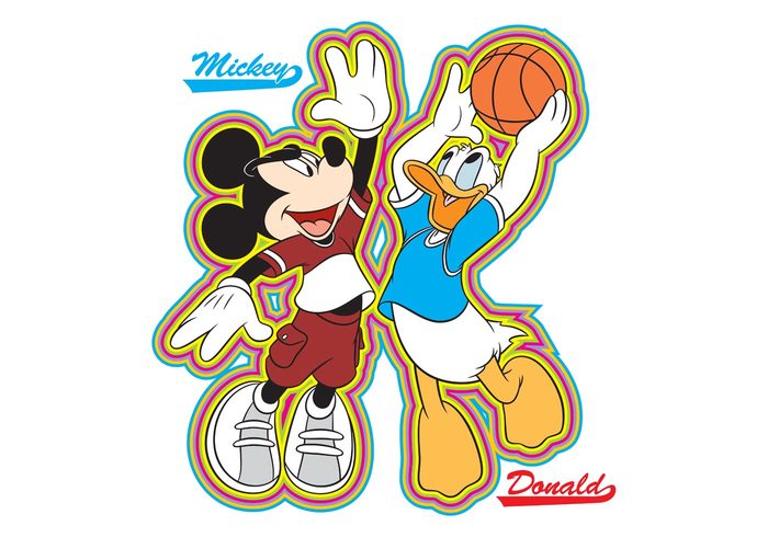 story sport mouse Mickey duck donald disney characters cartoon basketball 