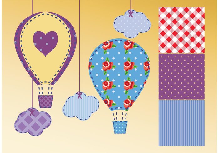 vintage stripes string stitches shower shabby chic shabby rose retro Polka pattern love kids Hot air balloon hearts happy gingham fun flying flower floral dot cute colorful clouds chic cartoon balloon background baby air 