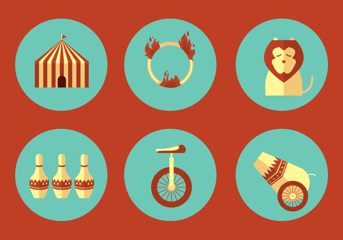 ring of fire one wheel bike lion icon flat dome Circus carnival bowling pin big top animal 