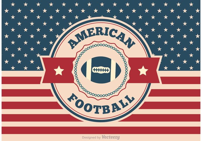 vintage USA us United traditional Touchdown team symbolic symbol striped state star sport sign retro red white blue red Recreation poster play pastime passion national leisure isolated illustration game football poster football background football foot flag entertainment culture country blue ball background Athletic American football american america 