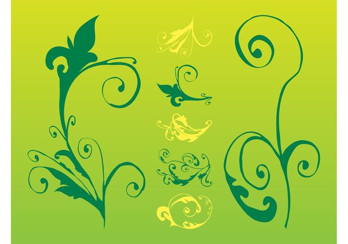 swirls Stems spring spirals silhouettes plants nature leaves flowers floral eco 