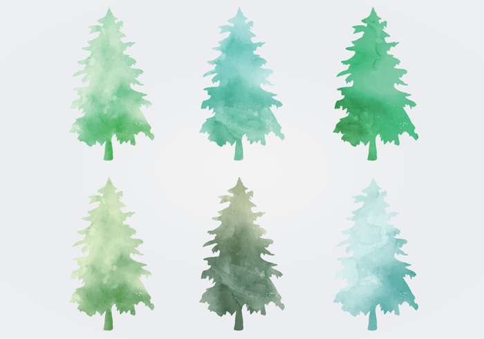 winter watercolor trees watercolor elements watercolor trees tree set of trees set painted tree painted green trees collection christmas trees christmas tree silhouette christmas tree  