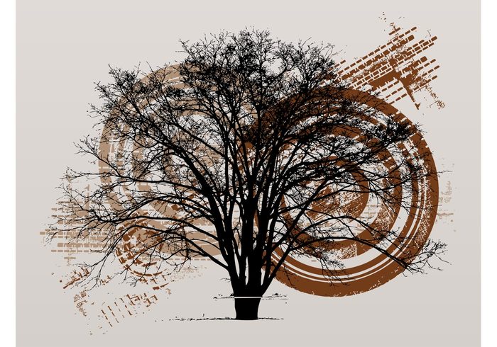 tree Street Art stained silhouette plant nature grunge dots dirty circles branches 