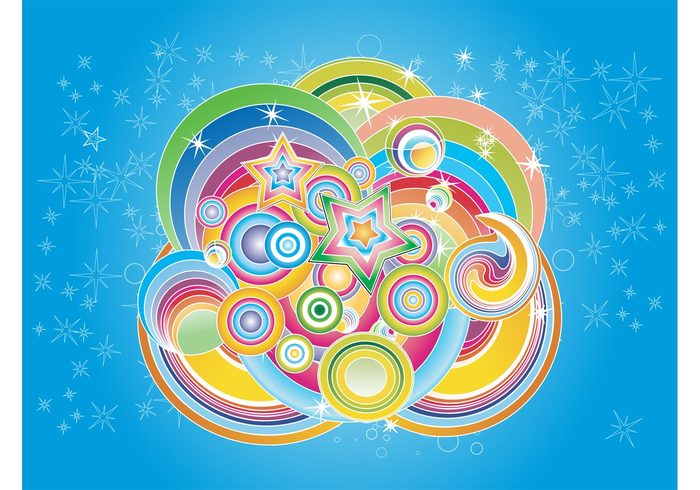 wallpaper template stars sparkles round rings colorful circles background backdrop abstract 