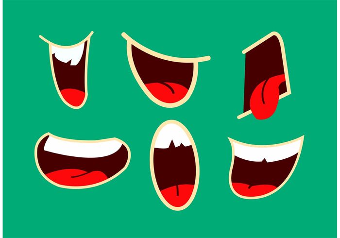 vector illustration vector Tongue teeth talk symbol Smile signal sign set series picture parts on mouth talking mouth many isolated illustration happy group graphic gesture Feeling expressions emotions drawing collection clipart Chatting chat cartoon background angry 