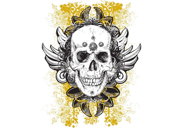 wallpaper skull scary ornamental illustrator illustration hand drawn grunge graphics element design comic cartoon 