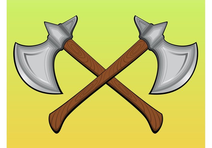 weapon war tool timber Stride Split shape medieval Helve harvest handle Fight cut crossed axe Ax ancient 