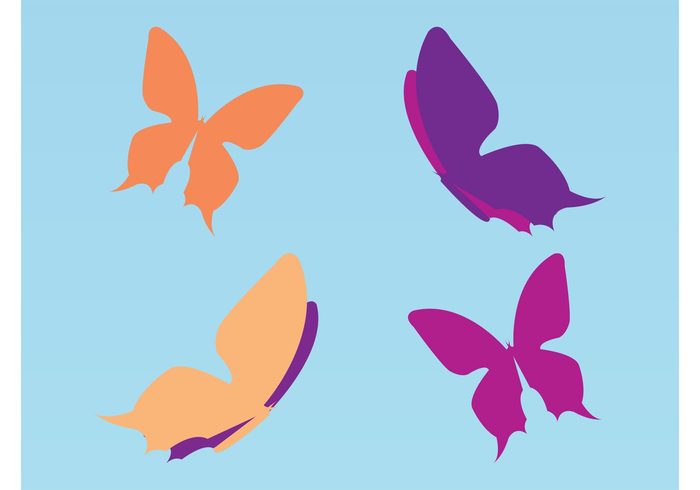 wings summer spring spread silhouettes outline landing insects flying fly dynamic Design Elements colors colorful animals  