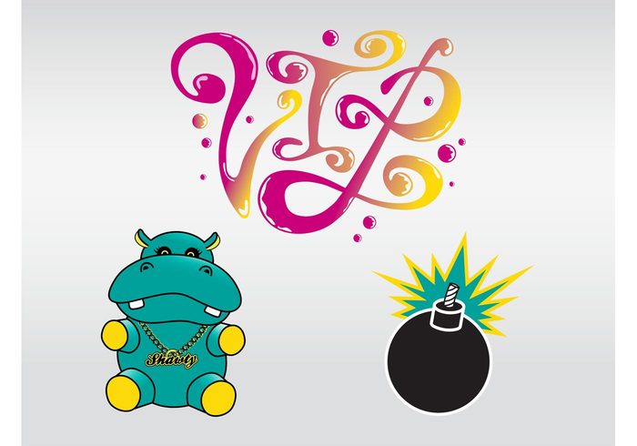 vip Very important person typography stylized hippopotamus graffiti funny character cartoon bomb bling animal 