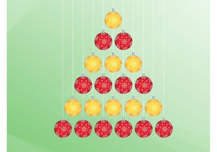 triangle tree strings round ornaments holiday greeting card festive decorations Christmas Decorations celebration balls abstract 
