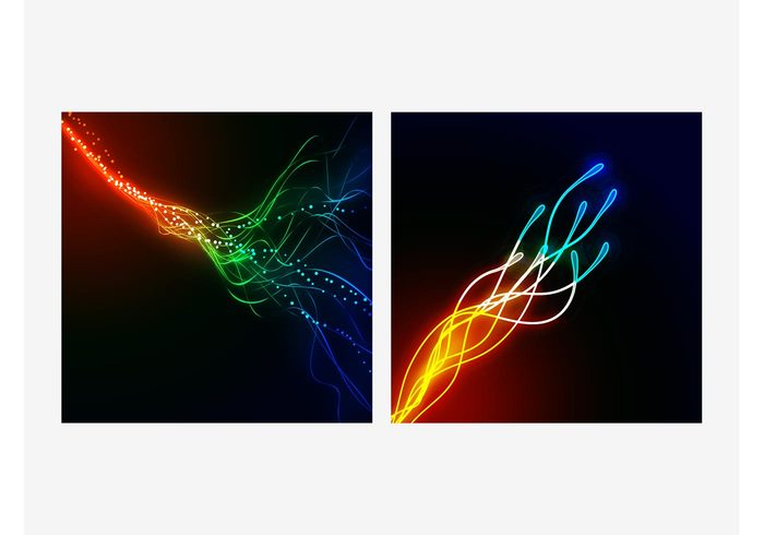 waves wallpapers templates rainbow neon lines glowing glow dots colorful Backgrounds Backdrops abstract 