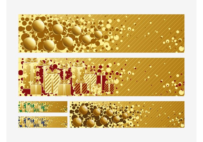 Website buttons stripes presents ornaments lines holiday golden gold festive dots christmas celebration boxes banners balls 