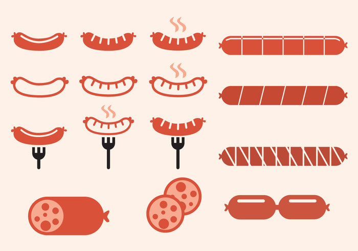yummy warm vector symbol supper store steam smell slice sign shop sausage salami roasted restaurant recipe product pork polish pink meat meal market kielbasa isolated icon hot grilled good German Frankfurter fork food fatty fat eat dinner delicious Cuisine cooked cook colorful butcher brown breakfast bratwurst black beef bbq barbecue 