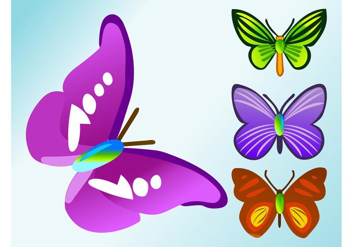 wings spring nature logos insects icons fauna ecology eco comic cartoon butterfly antennas animals 