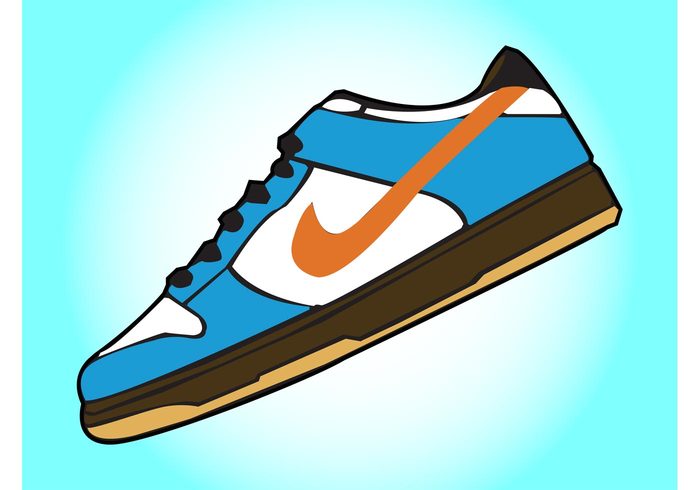 trainers swoosh style sports sport sneaker shoes shoe running Nike vector logo Leisure wear fashion comic colorful cartoon apparel 