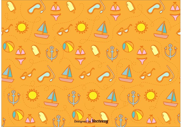 wallpaper vintage vacation travel tourism time tileable sunglasses sun summer seamless sea retro pattern illustration icon hipster doodle cartoon beach backround background anchor 