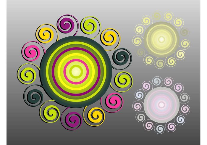 swirls spirals Spiraling round icons Geometry geometric shapes flowers decorative decorations circular circles abstract 