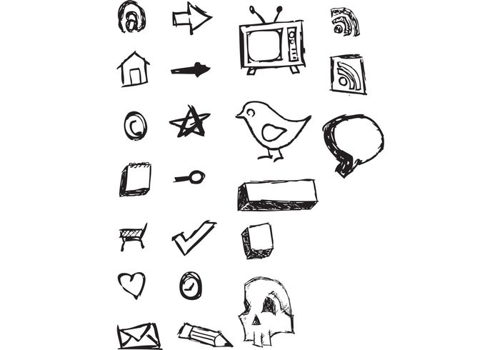 icons hand drawn grunge 