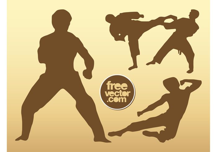 sport silhouettes muscular men martial arts man male kickboxing Kick box kick jump fit fighters Fight 