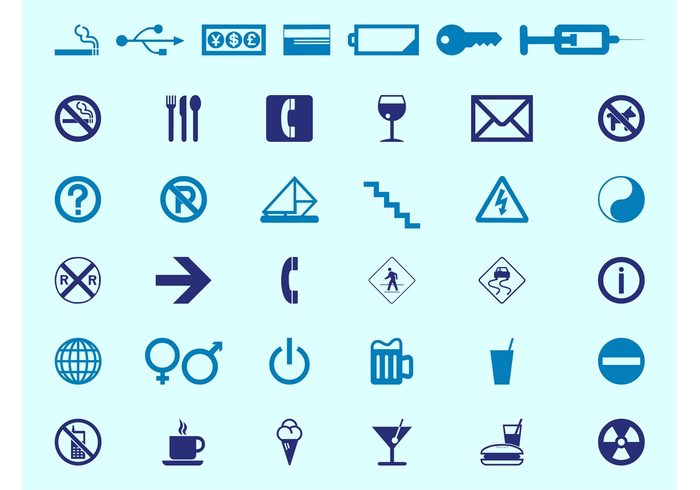 symbols symbol stairs signs sign road signs Radioactivity Prohibition signs phone mail icons icon food credit card coffee cigarette battery arrow 