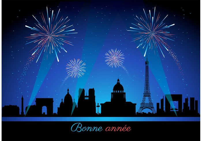year vibrant vector urban traditional sparks skyline sky showing shiny Pyrotechnics pink party Paris night new years eve new illustration illuminated house holiday glowing france flame firework fire festival exploding event Eve Eiffel Tower design dark color cityscape city celebration carnival bright bonne année background backdrop anniversary abstract 