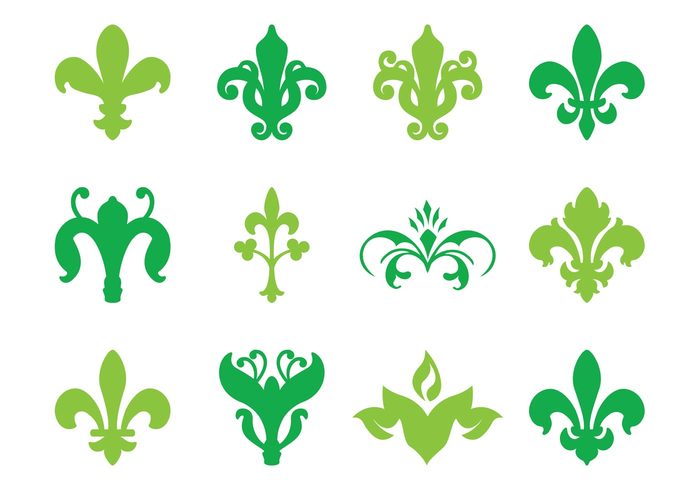 vintage symbols royal retro nature icons heraldry heraldic flowers floral fleur de lis 