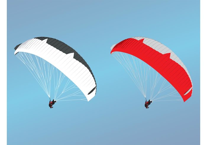 stickers poster people Paragliders parachute logos icons flying flyer Extreme sport equipment decorations Adrenaline 