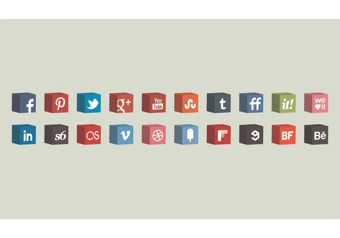 Social Media Icon social media social icons social icons icon Cube Icons cube icon 3D icons 