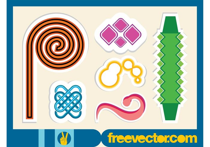 swirls stickers squares spiral logos lines icons Geometry geometric shapes colorful abstract 