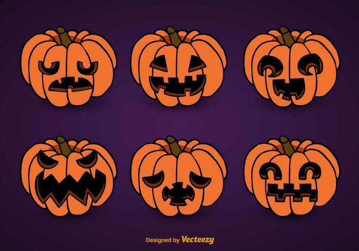 traditional spooky smiling Smile set scary pumpkin plant party orange October nature horror holiday harvest halloween Fall face drawing decorative creepy collection celebration cartoon autumn 