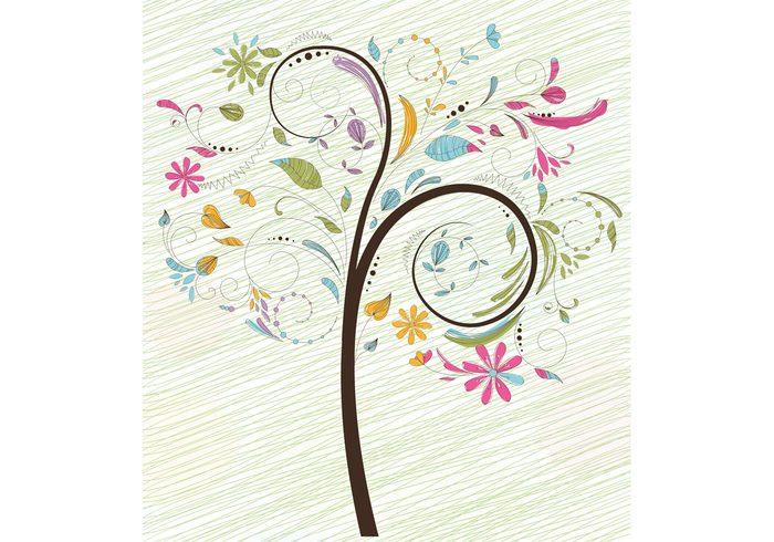twirl tree SWILL stylish style plant nature natural modern leaf flower flourishes floral curl creative colorful clip art branch artistic abstract  