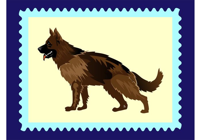 strong scout police military Intelligent guard German shepherd dog vector dog clever Cartoons breed animals  