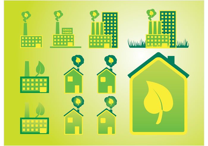 world symbol style sign power pollution plant planet nature logo leaf label industry icon house home green grass factory energy ecology eco 