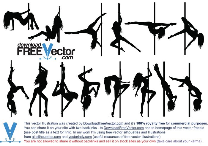 vector sport silhouette pole dance design 
