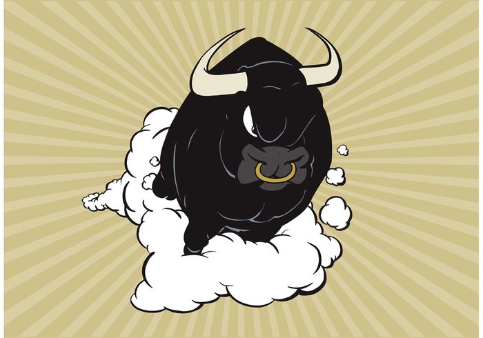 vector strong steam sports run powerful mascot mad horns dust charging bull charge character cartoon bull black angry 