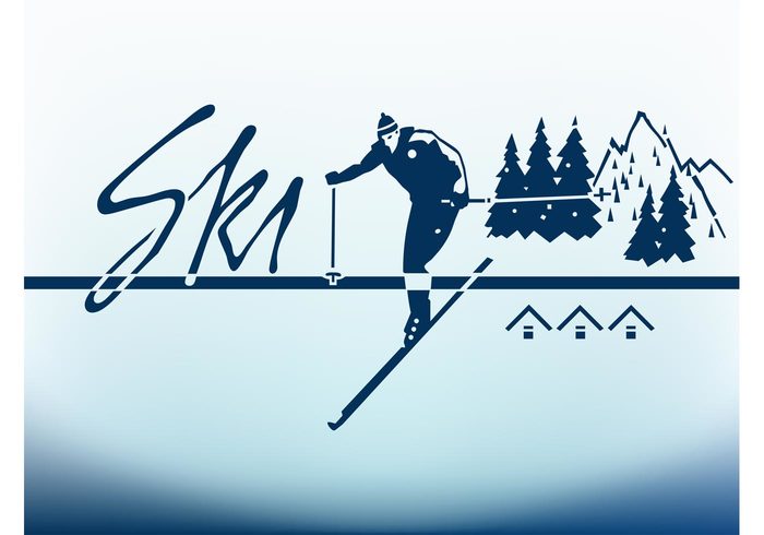 winter sport winter trees text sport skier ski Recreation man houses holiday 
