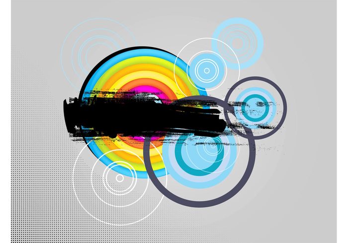 wallpaper Street Art round rainbow pattern graffiti geometric shapes dots concentric circles colors colorful background Backdrop image 
