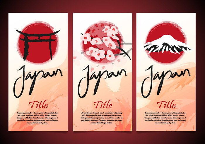 vintage vector traditional torii template sun sumi-e style sakura red paint nature mountain landscape Japanese japan ink illustration graphic gate fuji flyer drawing design chinese card calligraphy brush banner background Asian asia artistic art 