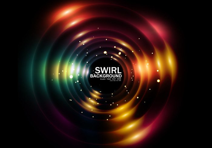 swirl shape ring Majestic glowing fantasy dark colorful circular circle card black background abstract 