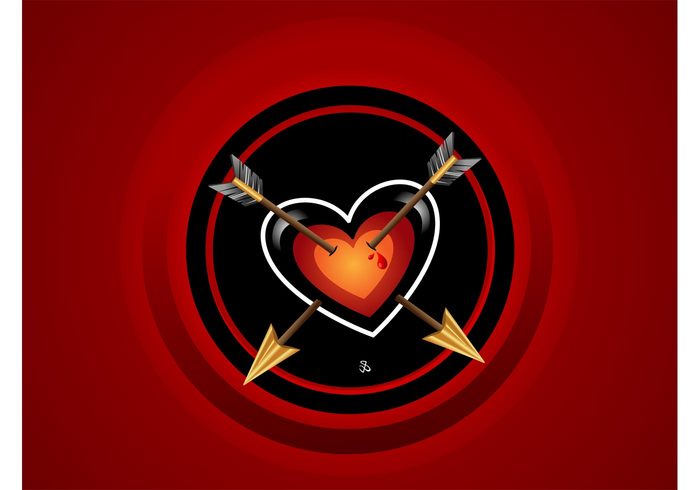 Wounded valentines day romance red love heart love heart gradient design broken Backgrounds arrows 