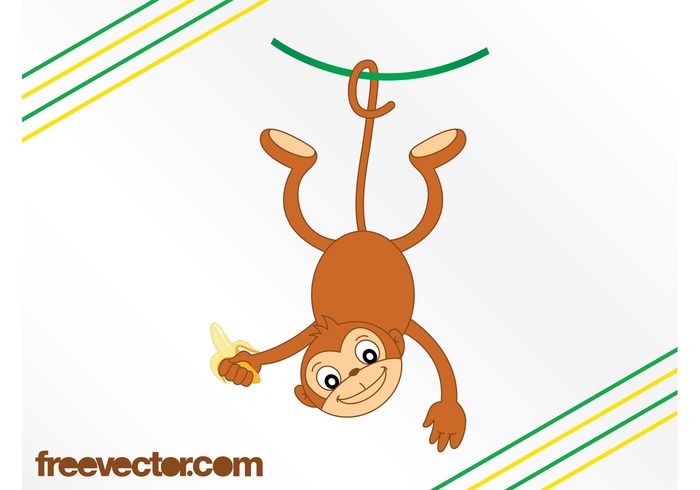Smile nature monkey mascot jungle happy comic character cartoon banana animal 