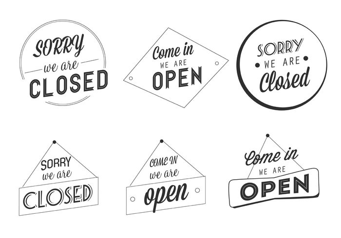 welcome we're open we're closed tag symbol Sorry Simply sign selling retro restaurant open sign open old new marketing market label hours element door come closed sign close cafe business bar 