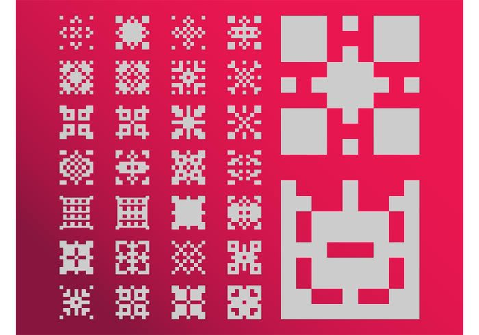 vintage tiles swatches squares retro pixels pixelated Patterns old school icons Geometry geometric shapes gaming eighties computer 80's 