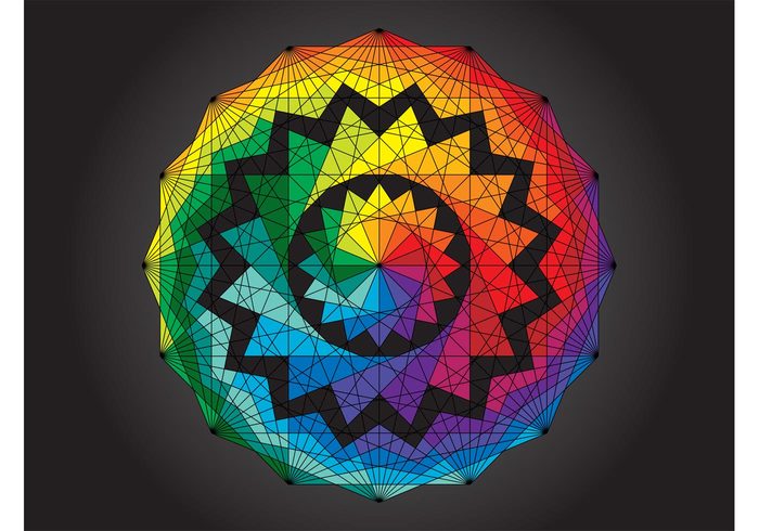 triangles rainbow Quadrangles Geometry geometric shapes flower floral colors colorful abstract 