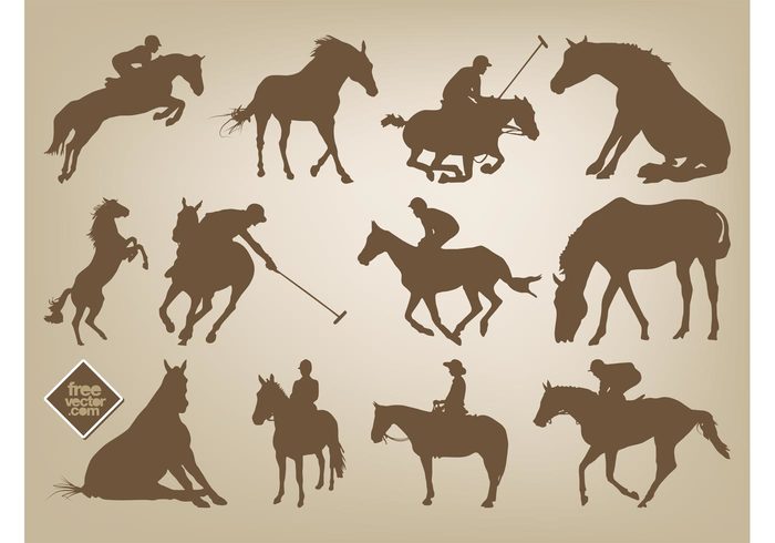 sports silhouettes ride polo Livestock horses horseback riding horse riding farm animals equestrian animals 