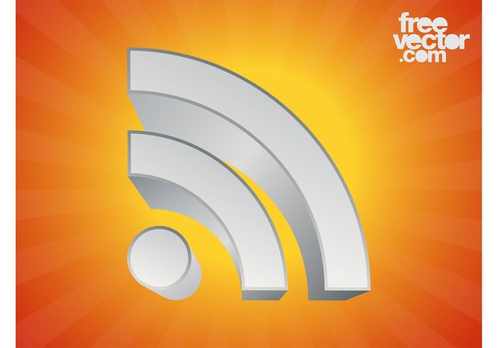 web technology tech symbol shapes RSS lines internet icon circle 3d 