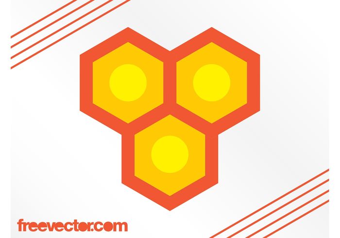 stylized logo icon honeycomb honey hexagons Geometry geometric shapes circles circle bees bee 